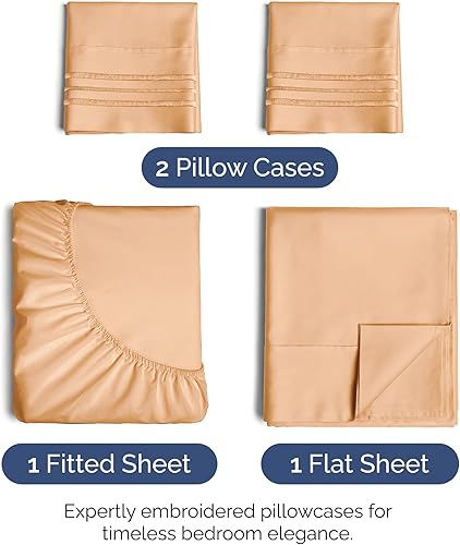 Vista 1877 de Juego de sábanas de 4 piezas tamaño king, extrasuaves, transpirables y refrescantes con esquinas profundas, sábanas de fácil ajuste y sin arrugas