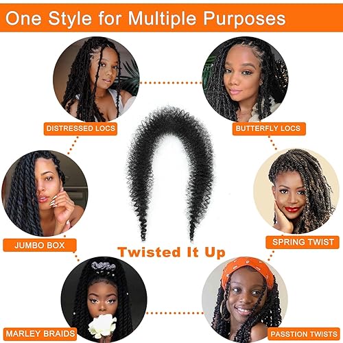 Miniatura 6 de Cabello afro Twist de 30 pulgadas, 2 paquetes de cabello negro elástico Afro Twist para rastas angustiadas, cabello de ganchillo suave preseparado