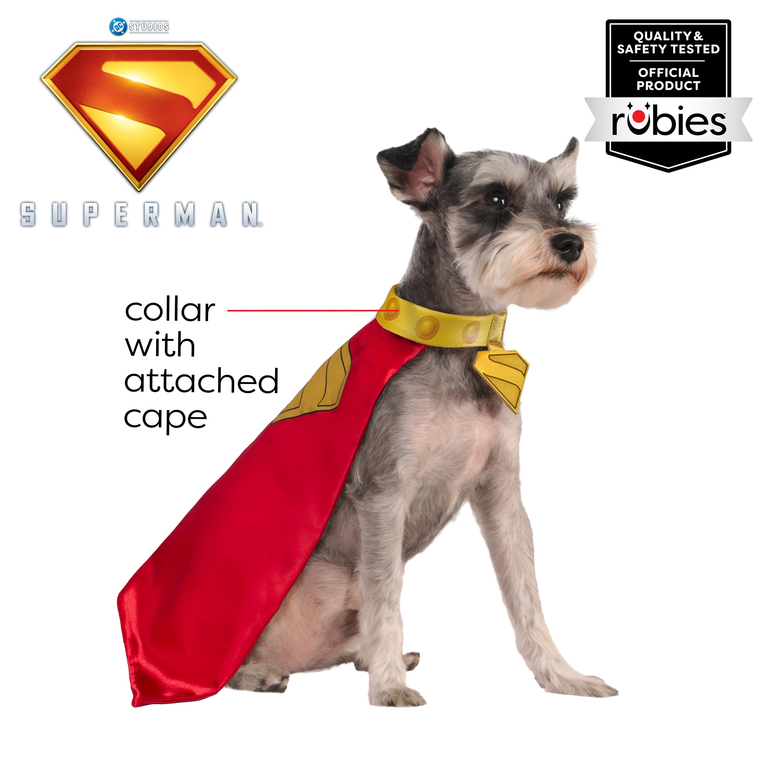 Krypto Superdog Umhang & Halsband Für Hunde/Katzen – Offizielles Superman 2025 Kostüm, Größe M (5–9 Kg)