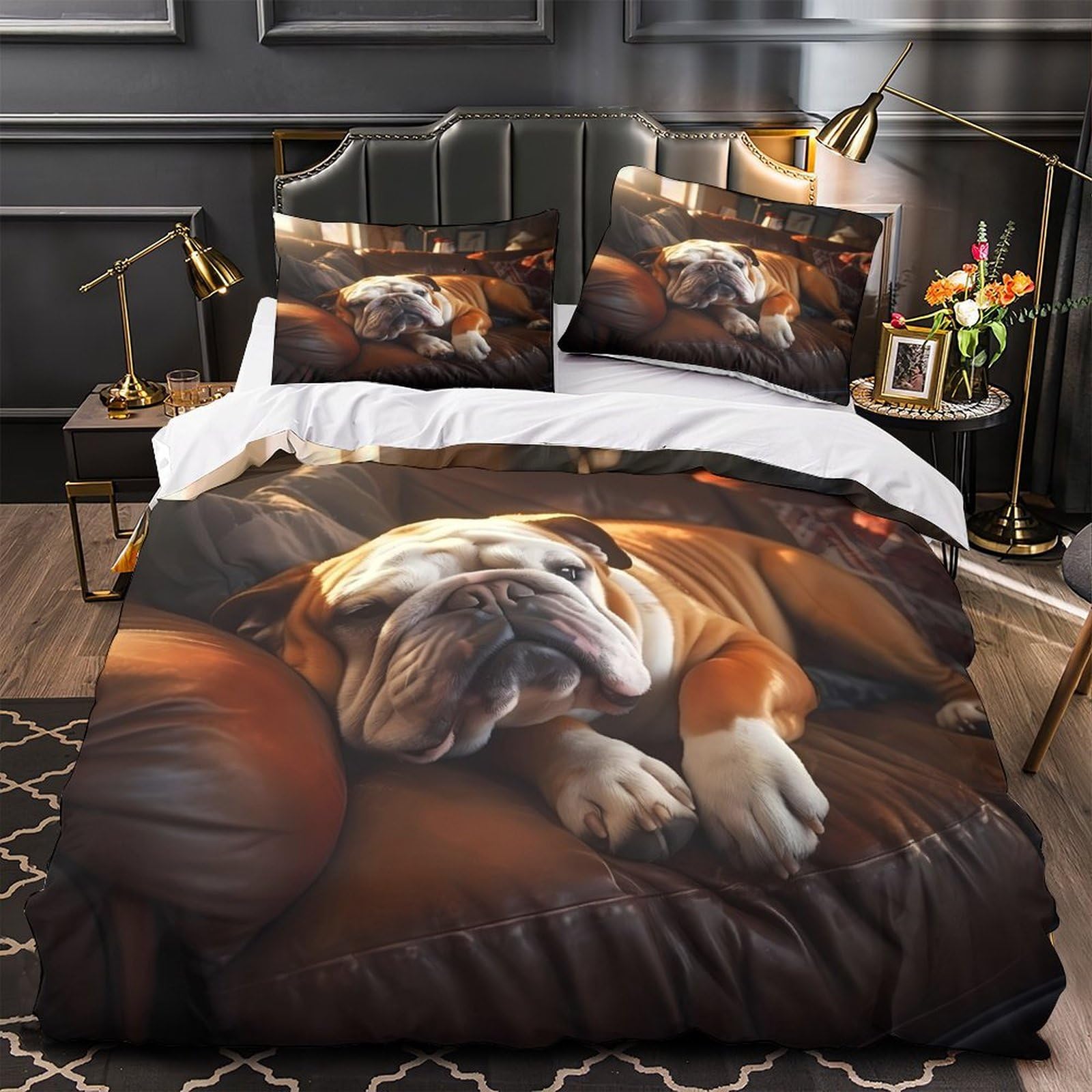 Housse de couette bouledogue nuit étoilée lit double