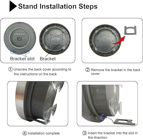 Miniatura 6 de Reloj de pared digital impermeable para baño, reloj de pared interior con ventosa, marco de plástico, opción flexible para colgar o estar de pie,