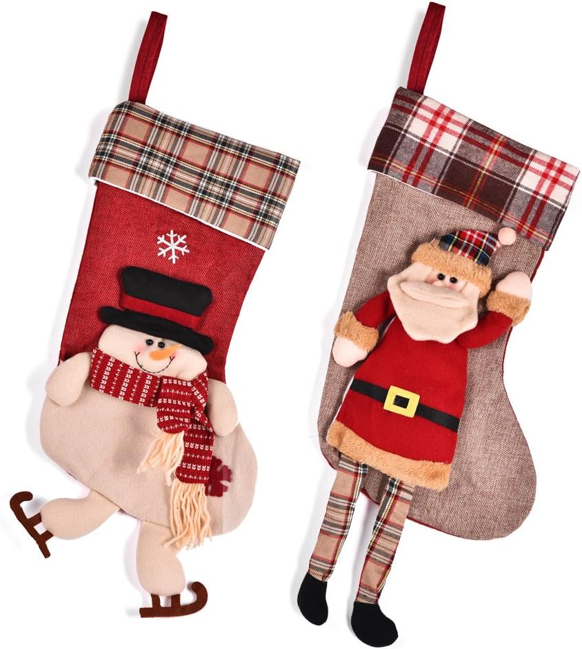 Christams Stockings Santa Claus XMAS Gift Sacks for Decorations,Ideal Christams gifts 2pcs/set