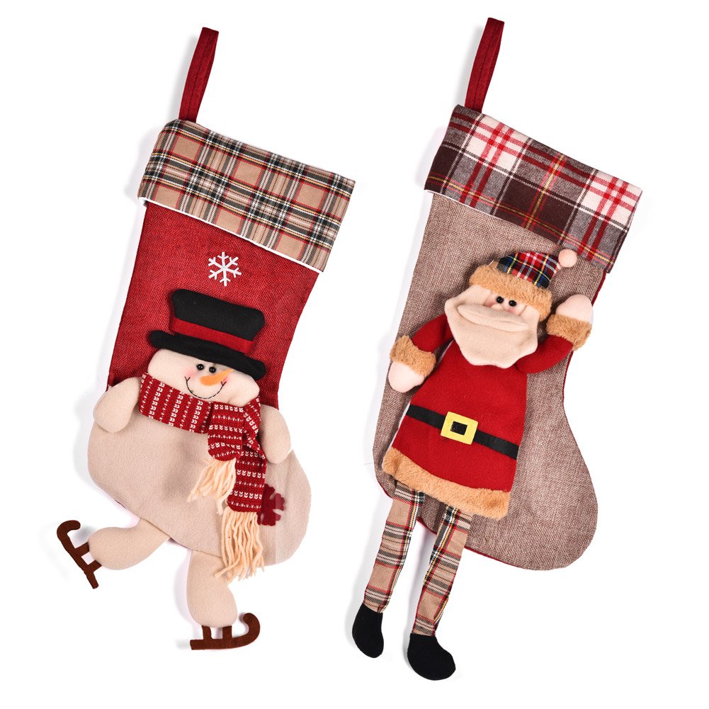 Christams Stockings Santa Claus XMAS Gift Sacks for Decorations,Ideal Christams gifts 2pcs/set