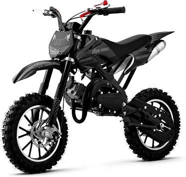 50cc Kids Dirt Bike, Gas Powered Mini Motorcycle Up to 40MPH, Off-Road Dirt Bike for Kids 8-14 with Front Rear Disc Brakes, Double Shock Absorption Black, 2 Stroke