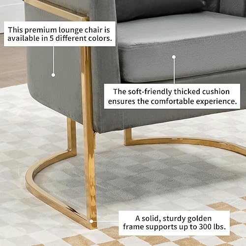 Miniatura 9 de Silla decorativa moderna de terciopelo, silla de barril tapizada de mediados de siglo con cojín para sala de estar, cómoda silla única de tocador