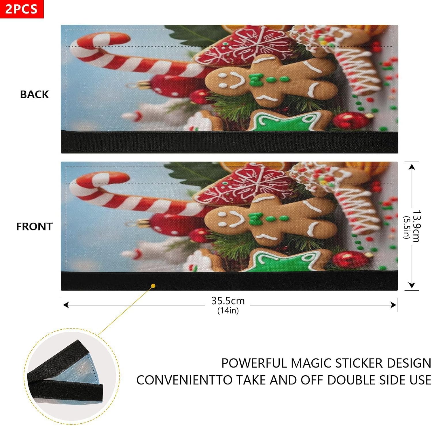 Christmas Gingerbread Cookies Refrigerator Door Handle Cover Fir Branches Winter Spices Kitchen Appliance Decor Handles Fridge Gloves Oven Doors Protector Stove Microwave Dishwasher Decor 2pc