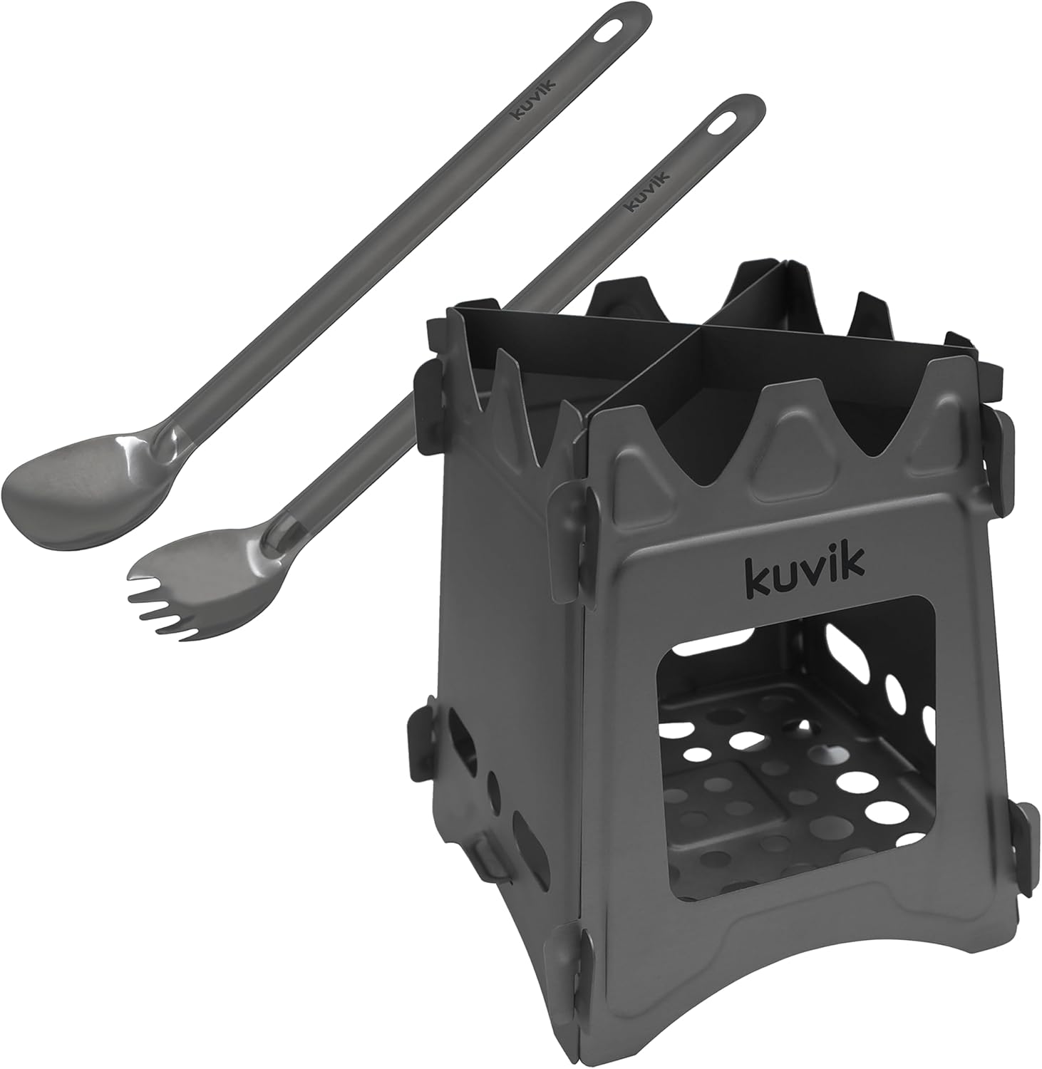 Kuvik Titanium Spoon/Spork 2-Pack & Titanium Wood Stove Bundle
