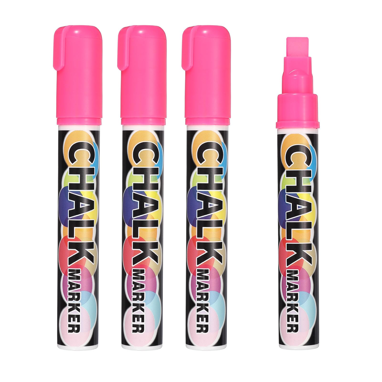 PATIKIL Liquid Chalk Markers 10mm, 4 Pcs Chalkboard Markers, Dry Erase Chalk Pens with Erasable Wide Fine Tip Wet Erase for Chalkboard Windows Blackboard Car Mirror Glass, Pink