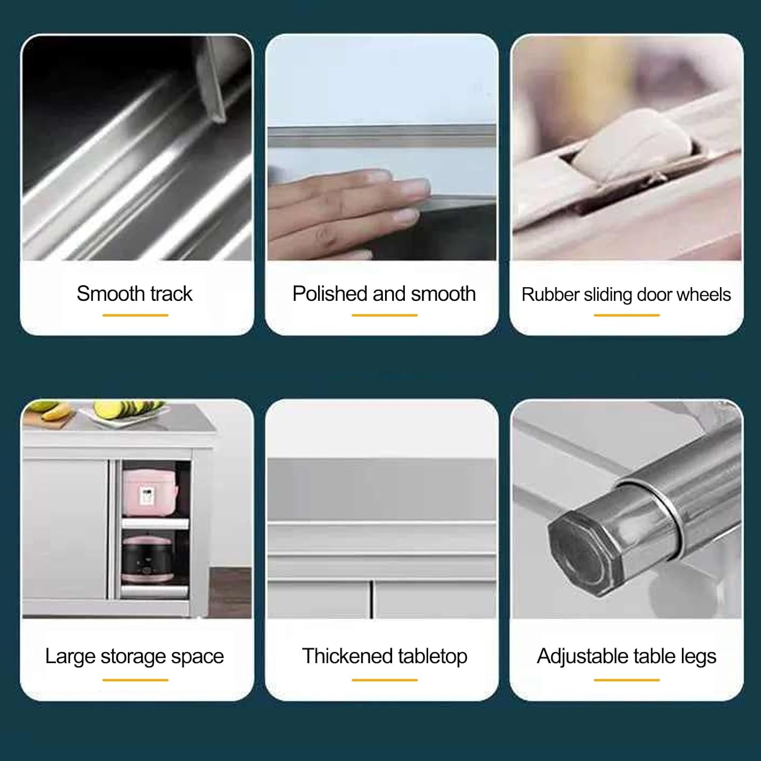 All-Stainless Steel Commercial Work Table with Double Door Storage Cabinet & Overshelves, Kitchen Prep Table for Home, Restaurant, Garage, Outdoor Use (80x50x80cm)