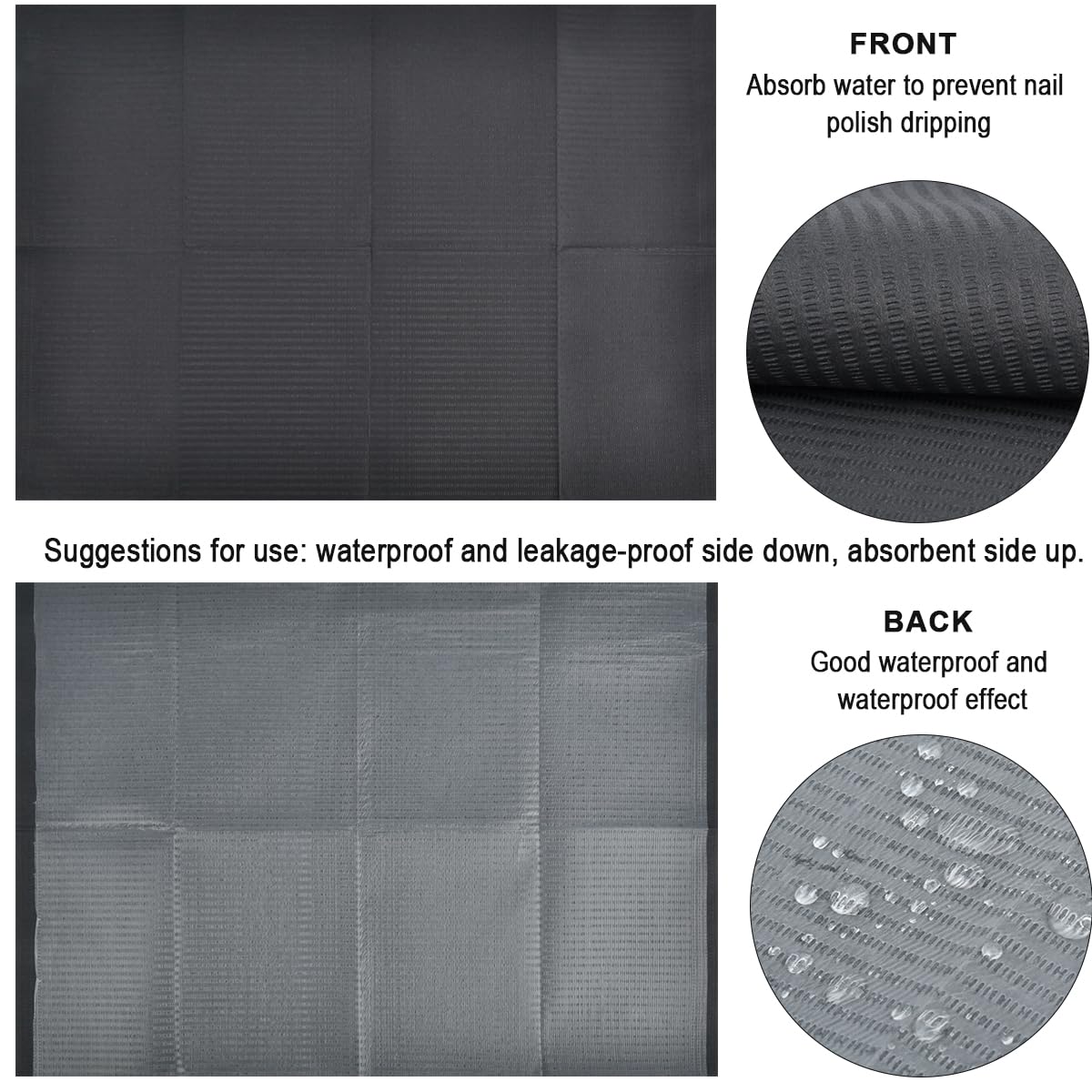 Schwarze Dental Lätzchen, 125 Stück Zahnärztliche Lätzchen Einweg 33cmx45cm, Einweg Tattoo Lätzchen Blatt 3 Lagen Wasserdichte Tattoo-Matte Tattoo Unterlagen für Krankenhäuser, Praxen, Tattoo Studios