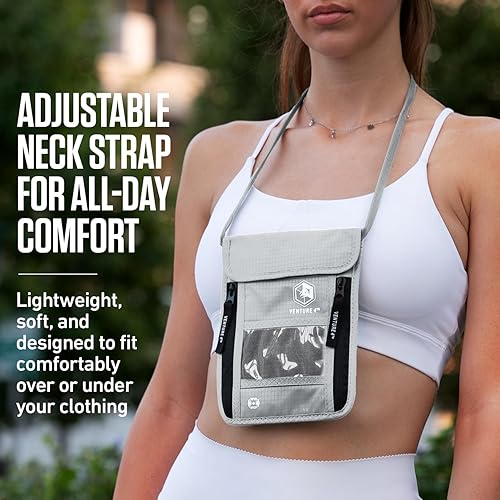 Vista 76 de Venture 4th bolsa de cuello de viaje con traba RFID, gris), V4-01-NP-GR