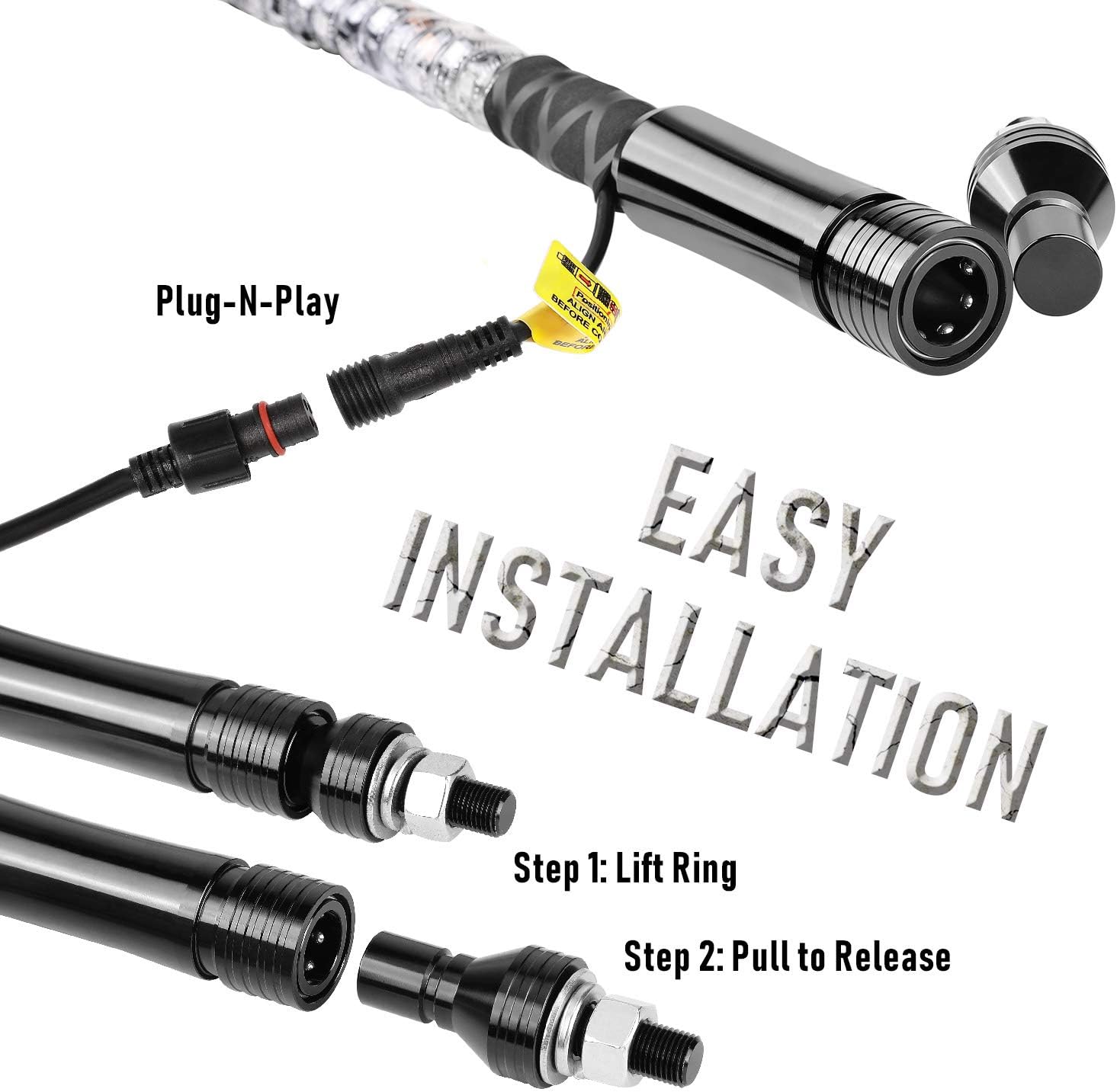 LED Whip Lights, YCHOW-TECH 1PC 4FT Spiral RGB Led Whip Light with Spring Base Chasing Light RF Remote Control Lighted Antenna Whips for Can-Am ATV UTV RZR Polaris Dune Buggy Offroad Truck : Automotive