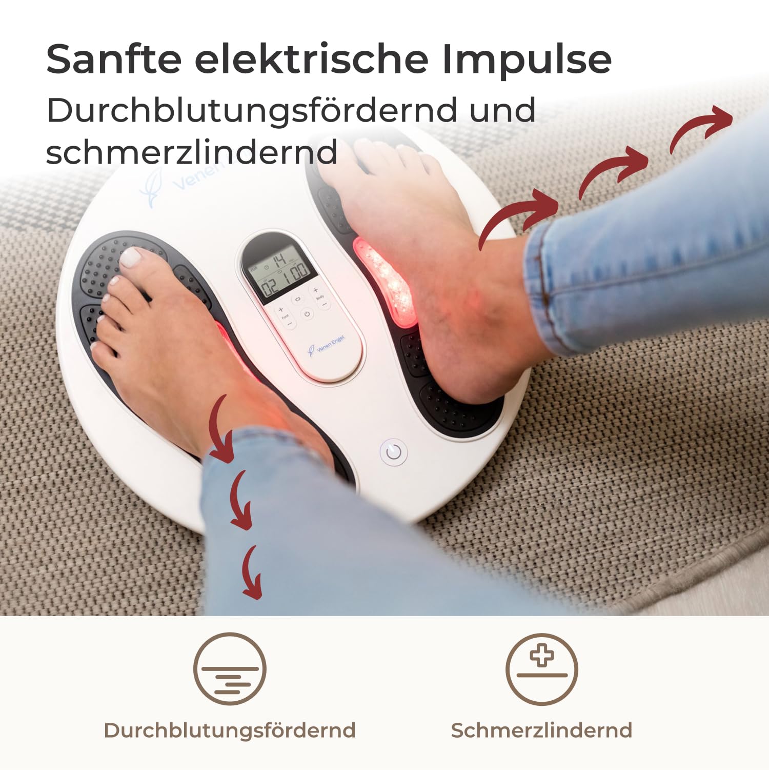 Venen Engel EMS Venen Board Durchblutungs-Stimulator | Behandlung bei Bein-Schmerzen und Schwellungen, Krämpfen | Medizinisch Zertifiziert | EMS-Therapie | verbessert Durchblutung | inkl. Körper-Pads