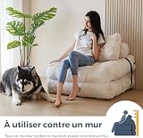 MAXYOYO Canapé-lit pliable et convertible avec oreiller, matelas avec support dorsal, fauteuil-lit portable et confortable pour salon, chambre à coucher, beige - 9