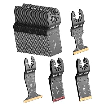 VEVOR 60PCS Oscillating Saw Blades, Universal Quick Release Multi Tool Blades Kits, 5 Types Oscillating Multitool Blades for Wood Plastic Metal, Compatible with Dewalt Ryobi Milwaukee Bosch Craftsman
