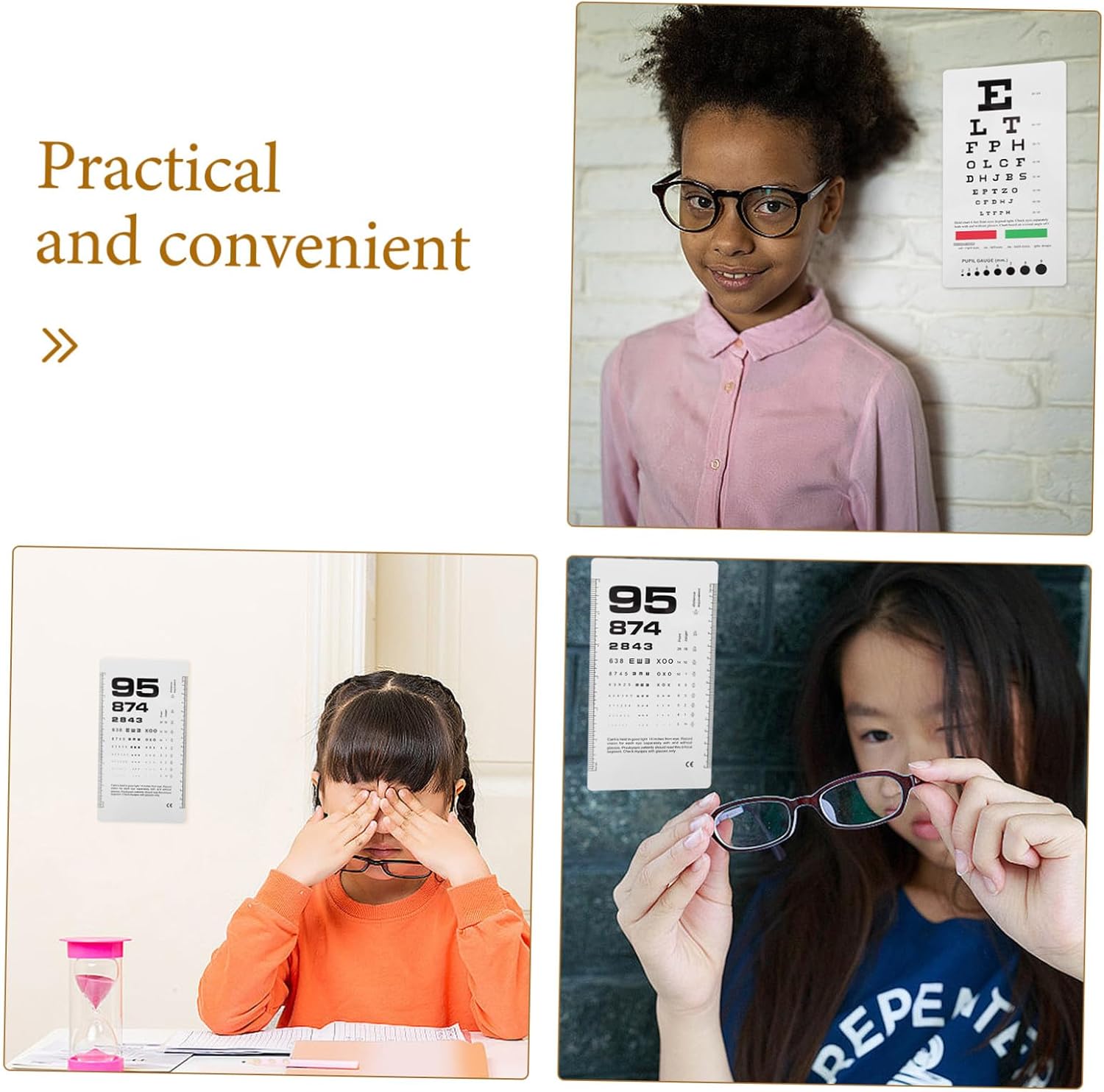 2pcs Double-Sided Waterproof PVC Eye Chart for Vision Test Portable Visual Acuity Test Chart for Adults and Handheld for Home Office and School Use