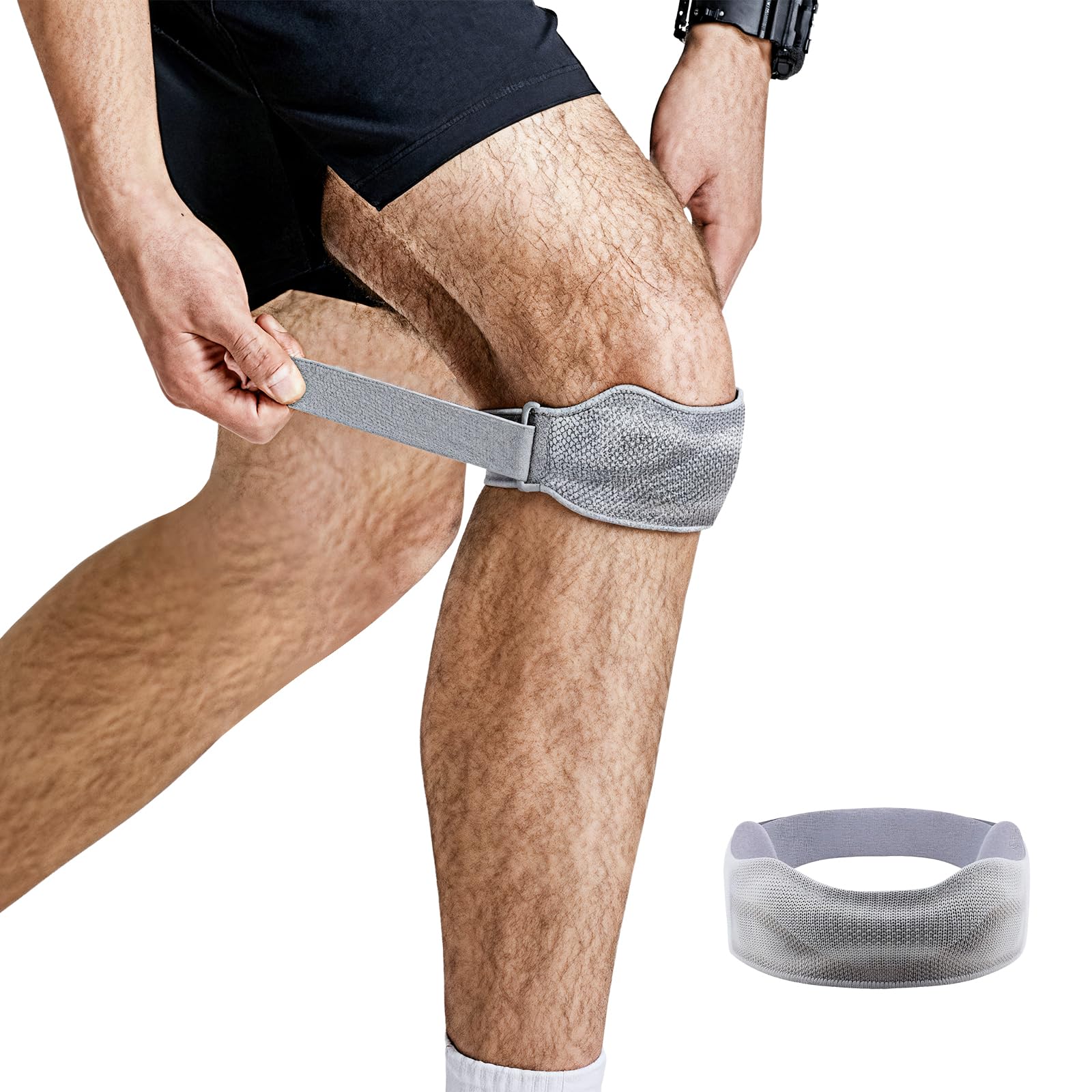 Kniebandage, Knie Support, für Fitness, Joggen, flexibel anpassbar, Grau