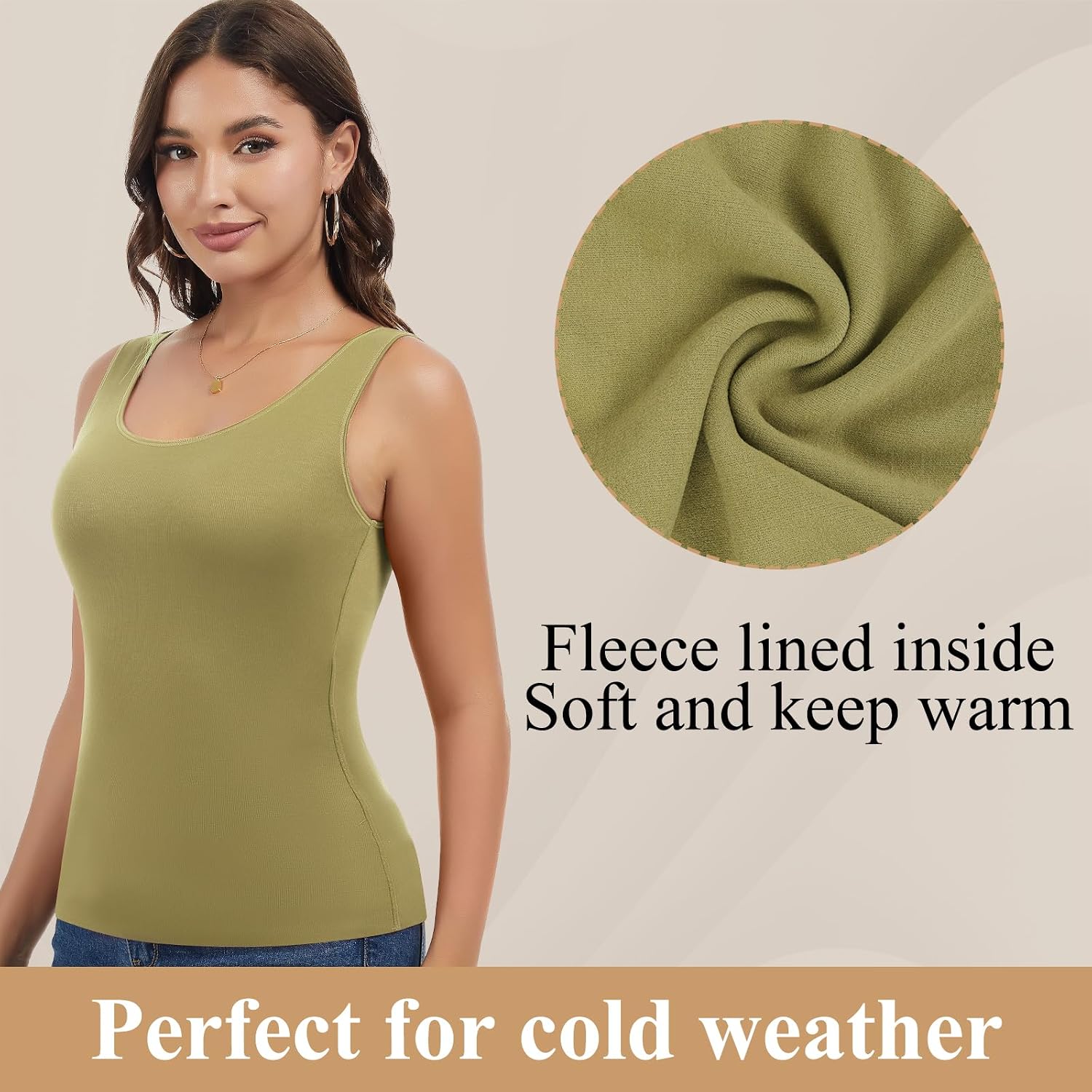 JOYSHAPER Womens Thermal Tank Tops Fleece Cami Underwear Tops Sleeveless Undershirt Warm Base Layer Vest