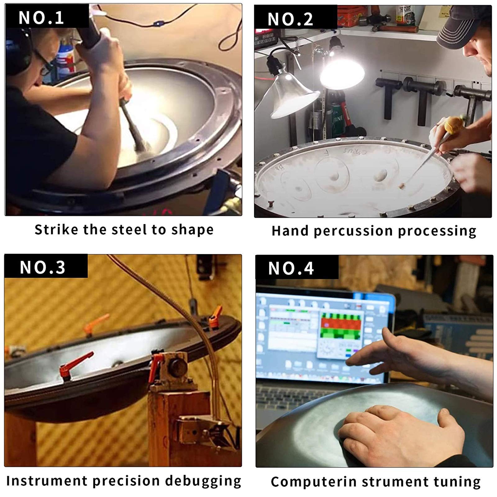 22-Zoll-Stahltrommel-Handpan - schwarzes Lochmuster, 10 Anmerkungen d-Moll-Percussion-Instrument mit weichem Bag, Handbaumständer, Geschenk für professionelle Musikenthusiasten