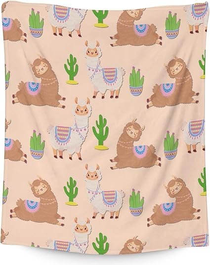 Blanket for Girl Boy - 40x50 Inches Cute Llama Throw Gifts - Brown Soft Fuzzy Blankets for Bed, Couch & Living Room