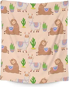 Blanket for Girl Boy - 40x50 Inches Cute Llama Throw Gifts - Brown Soft Fuzzy Blankets for Bed, Couch & Living Room