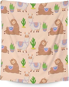 Blanket for Girl Boy - 40x50 Inches Cute Llama Throw Gifts - Brown Soft Fuzzy Blankets for Bed, Couch & Living Room