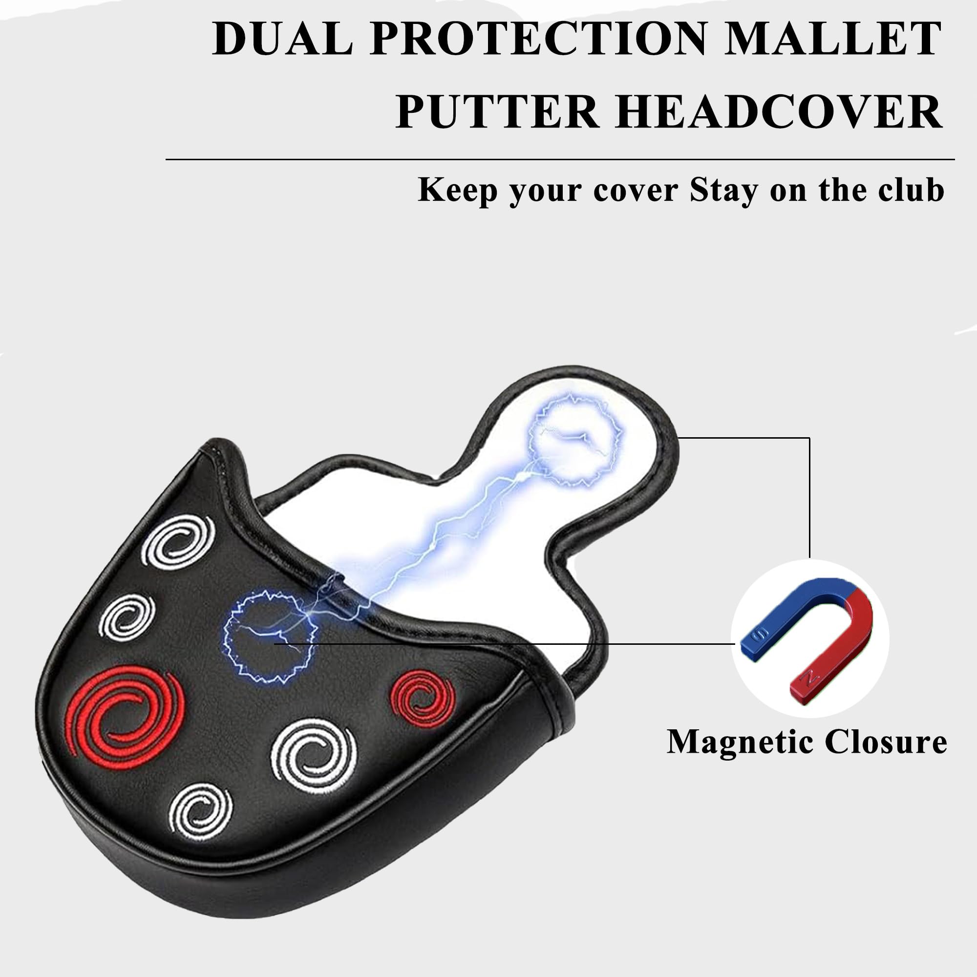 Funda para Cabeza de Putter de Golf Bordado Circular Cierre Magnético Piel Sintética ODY-Ssey