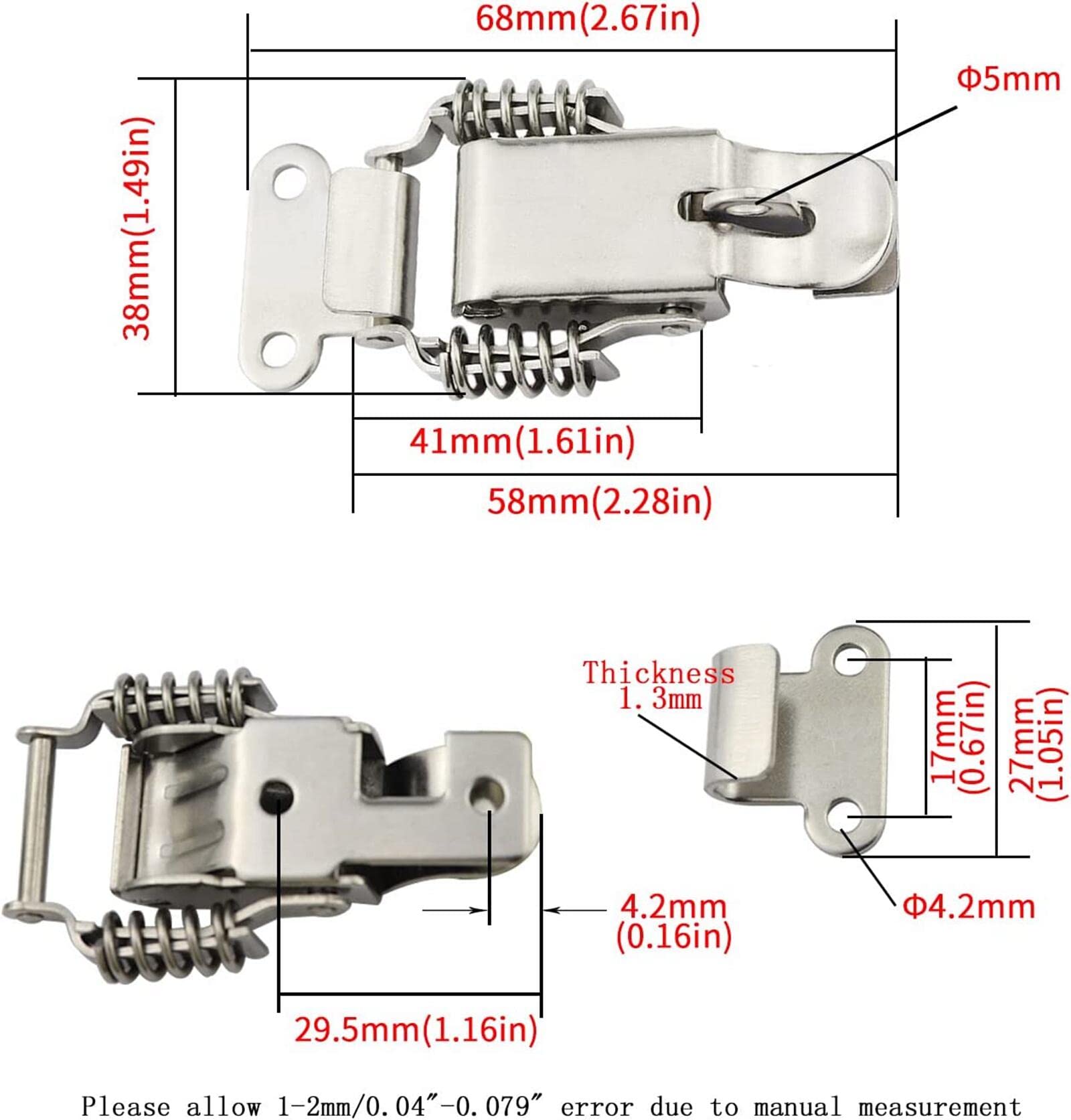 ITROLLE 4PCS Small 90 Degree Right Angle Latch Stainless Steel Tool Box - View #2