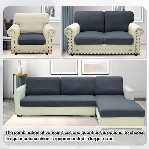Miniatura 3 de ZNSAYOTX Fundas de cojín individuales elásticas para sofá, sofá biplaza, fundas de asiento de repuesto suave con patrón único protector de muebles