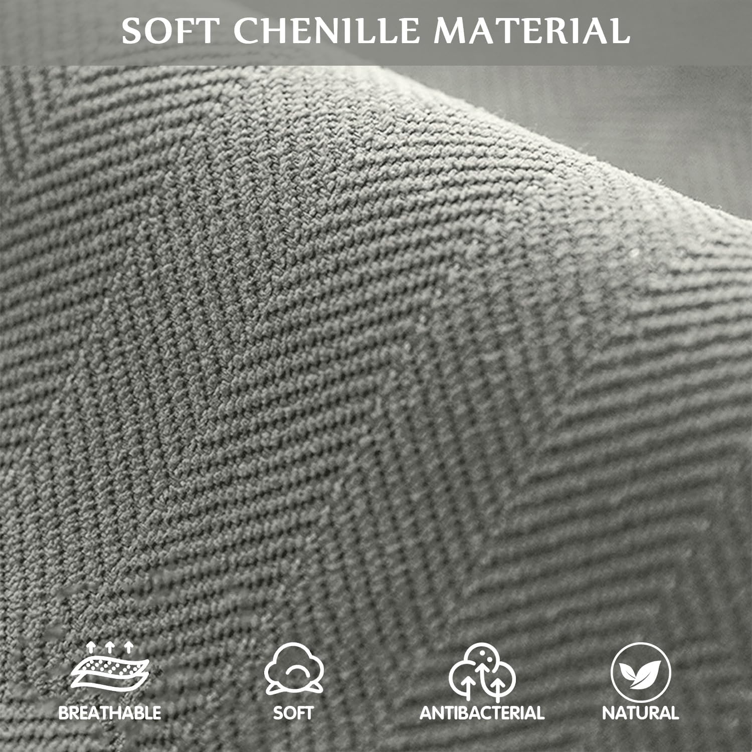 LINGKY Herringbone Chenille Fabric Furniture Protector Sofa Cover 1 2 3 Seater - Image 4