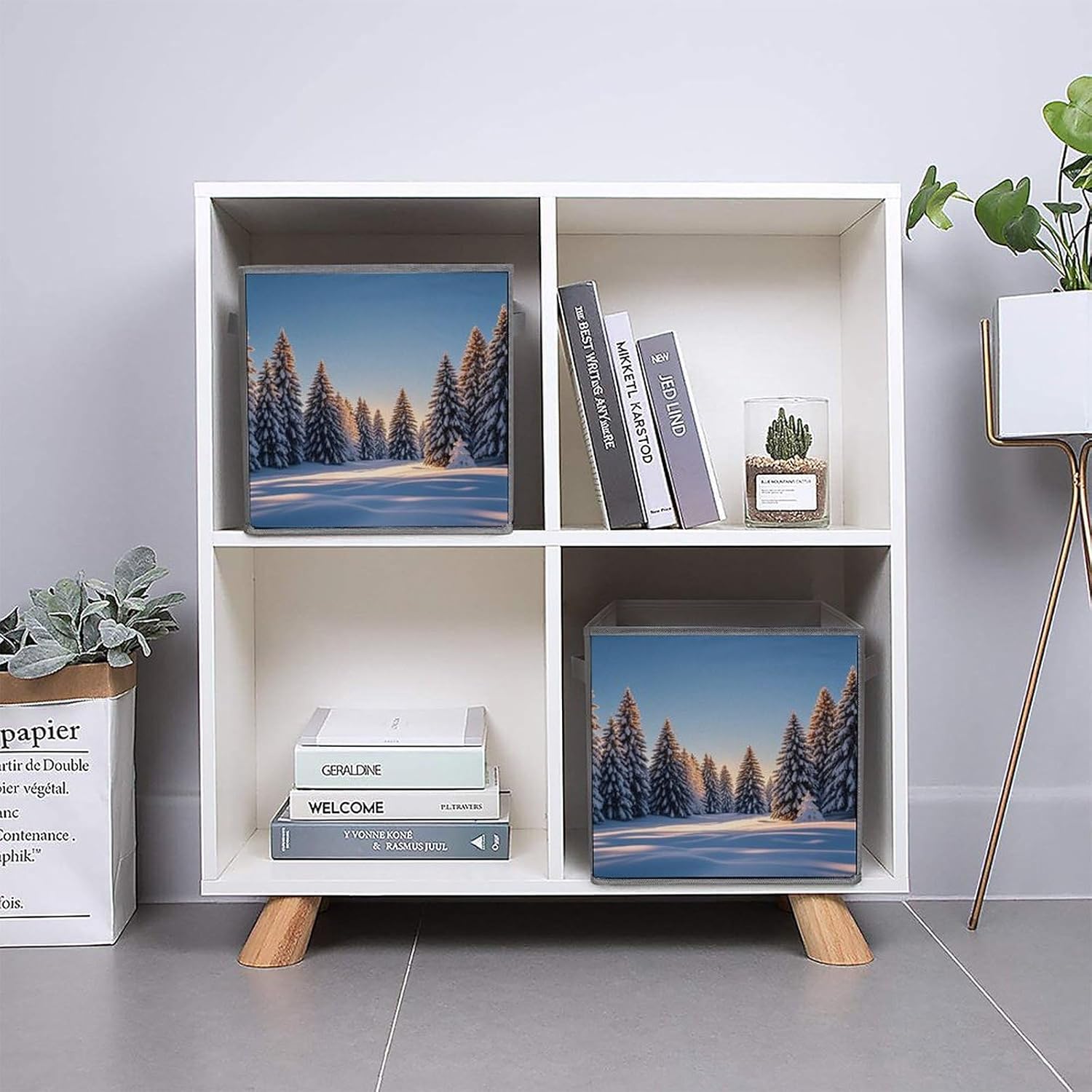 A Forest And Countryside Foldable Storage Box with Handles, Durable Oxford Storage Cubes, 2PCS Collapsible Closet Organizer for Home, Shelf, Office, Travel