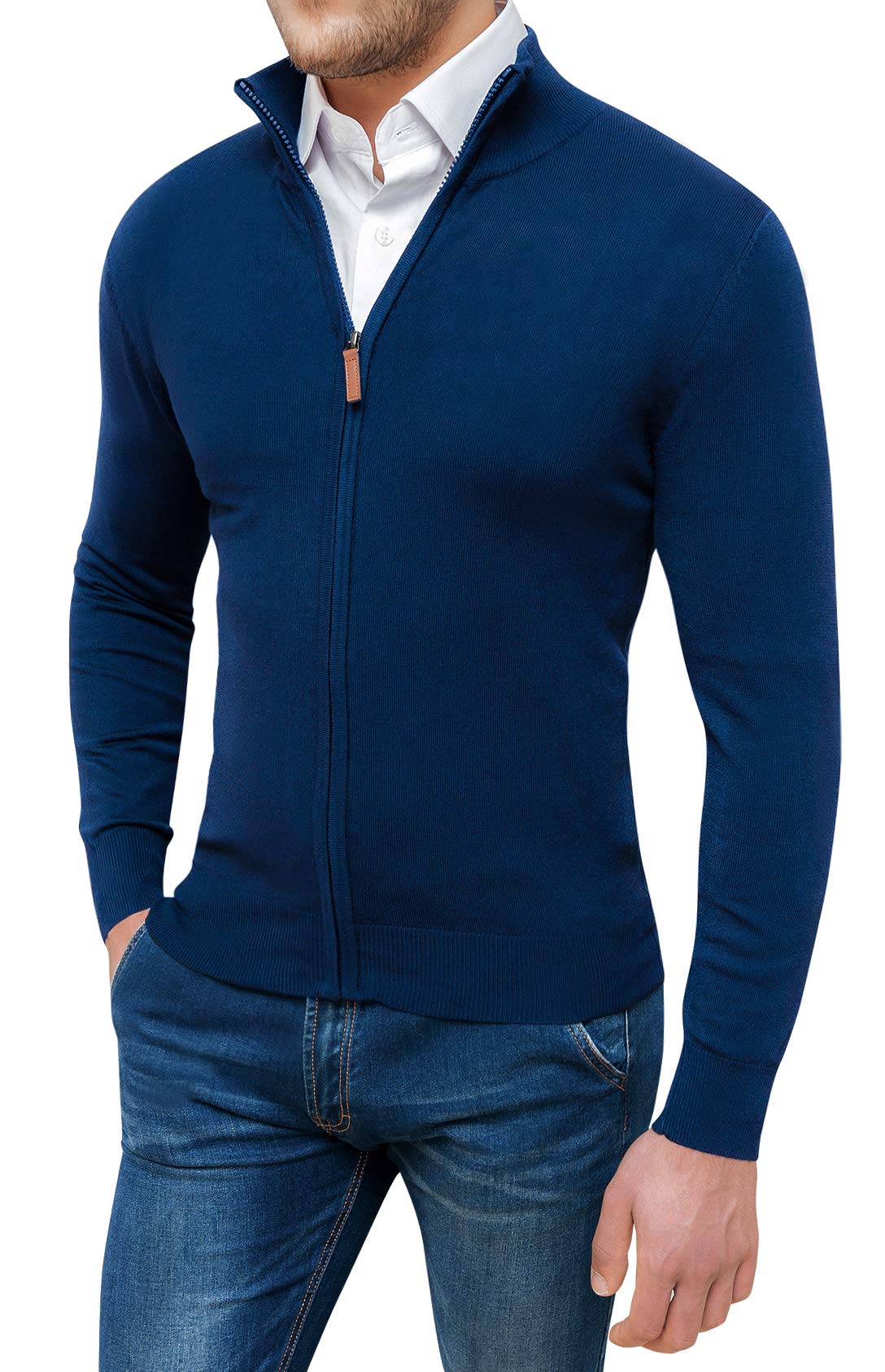 Evoga Maglione Cardigan Uomo Blu Scuro Slim Fit Invernale Casual