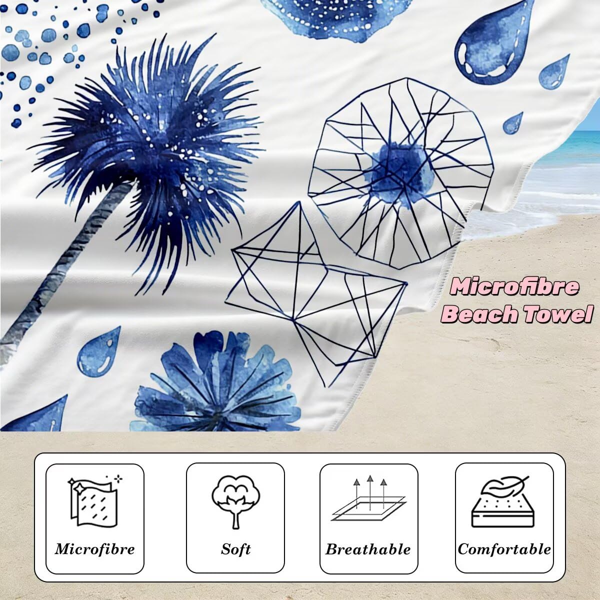 Toalla Playa 80x160 cm, Toalla Gimnasio Microfibra Secado Rapido, Juego de 2 Antiarena Toallas de Playa, Ligera Compacta Toallas Microfibra Grande para Viaje, Regalo Hombre Regalo Mujer (Árbol) -3975