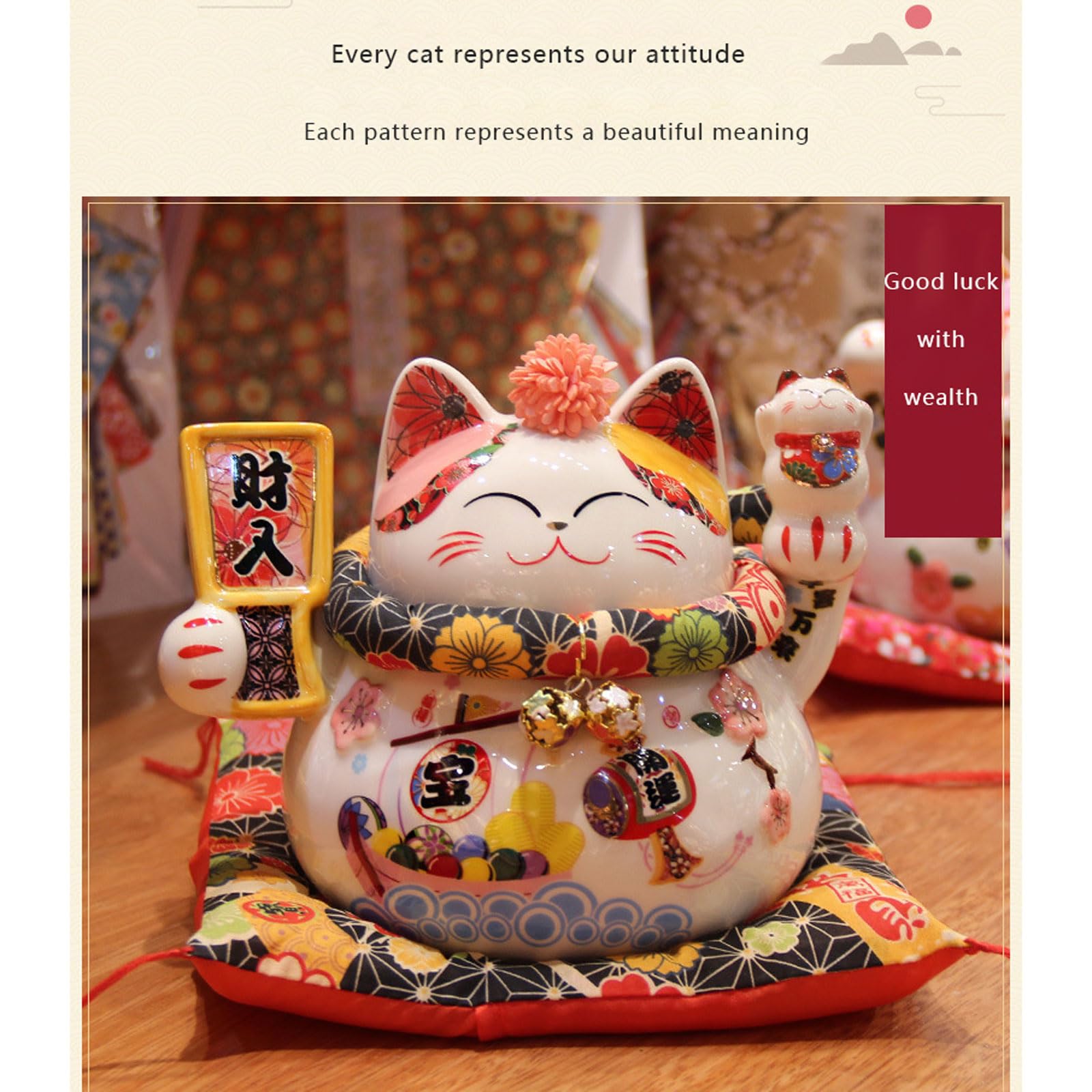 Ceramiczny szczęśliwy kot, ozdoba kota Maneki Neko, ozdobna ozdoba, przynoszący szczęście, ozdoba na prezenty noworoczne, rzeźba kolekcjonerska, ozdoby samochodowe do domu