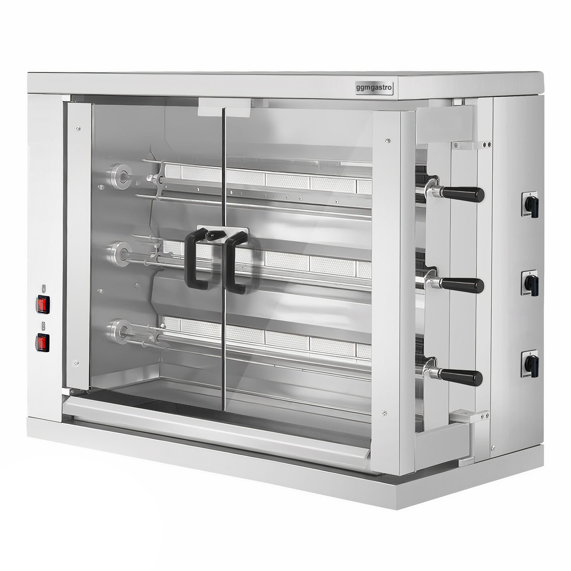 GGM Gastro | EHGE18 | Elektro Hähnchengrill - 9 kW - mit 3 Spießen für bis zu 18 Hähnchen
