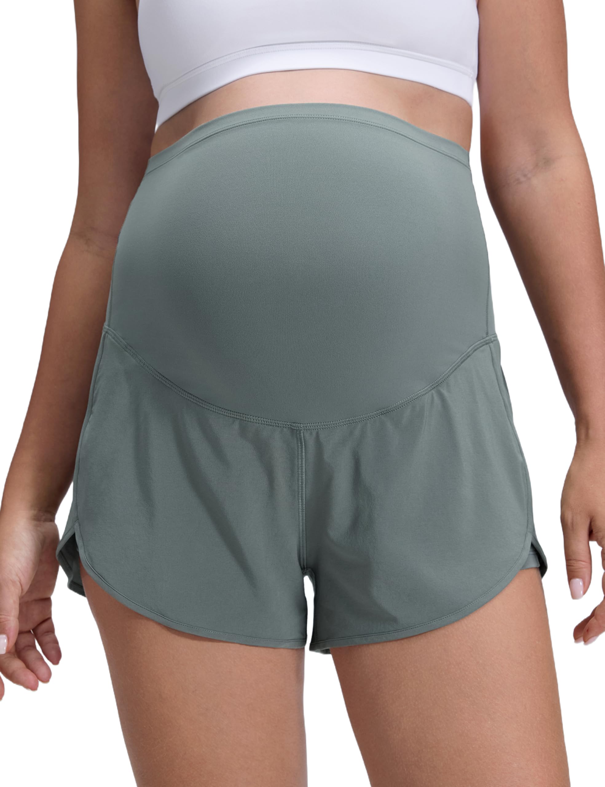 CRZ YOGA Lightweight Maternity Dolphin Workout Shorts 3 - Soft Athletic Running Casual Womens Pregnancy with Liner Pockets