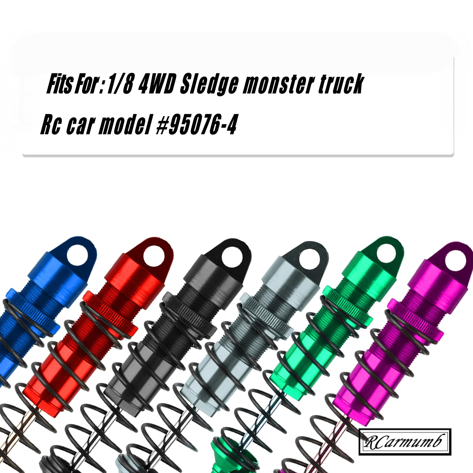 Rcarmumb Front Rear RC Shock Upgrades Part for 1/8 Sledge 4WD #95076-4, 4PCS Full Aluminum Big Bore RC Shocks Hops Up for Sledge Monster Truck,Gray