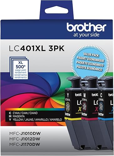 Miniatura 8 de Brother Paquete de 3 cartuchos de tinta originales LC401 de rendimiento estándar, incluye 1 cartucho de cada uno de cian, magenta y amarillo, 3