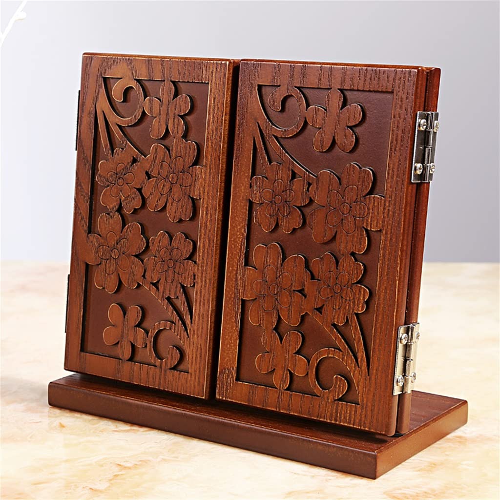 Miroir en bois sculpté pour maquillage de bureau, miroir à trois côtés triptyque
