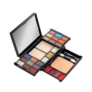 Colors Queen Eye See You Makeup Kit with 18 Shimmery Eyeshadows, 3 Highlighters, 2 Compact Powder, 2 Applicator and 1 Sponge | Eye, Face & Lips Palette for Women (Multicolor-01, 29g)