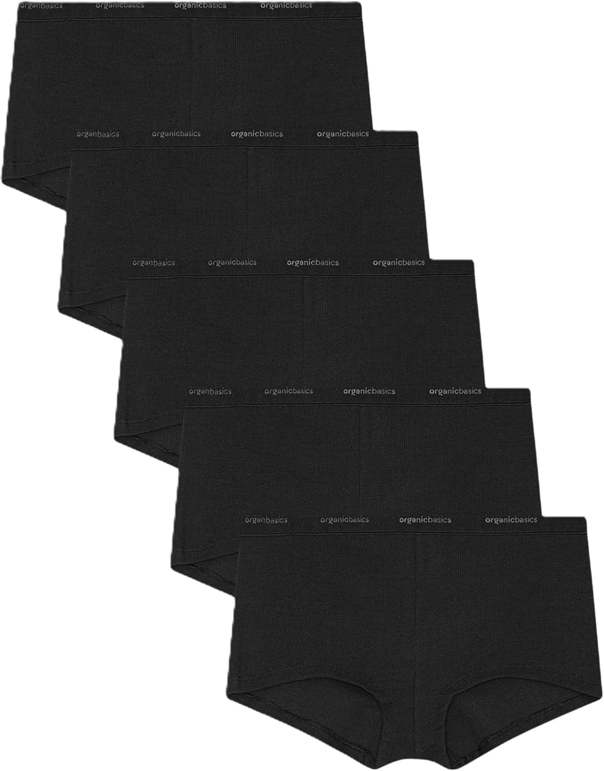 Organic Basics Women's Core Rib Organic Cotton Boyshort Underwear 5-pack