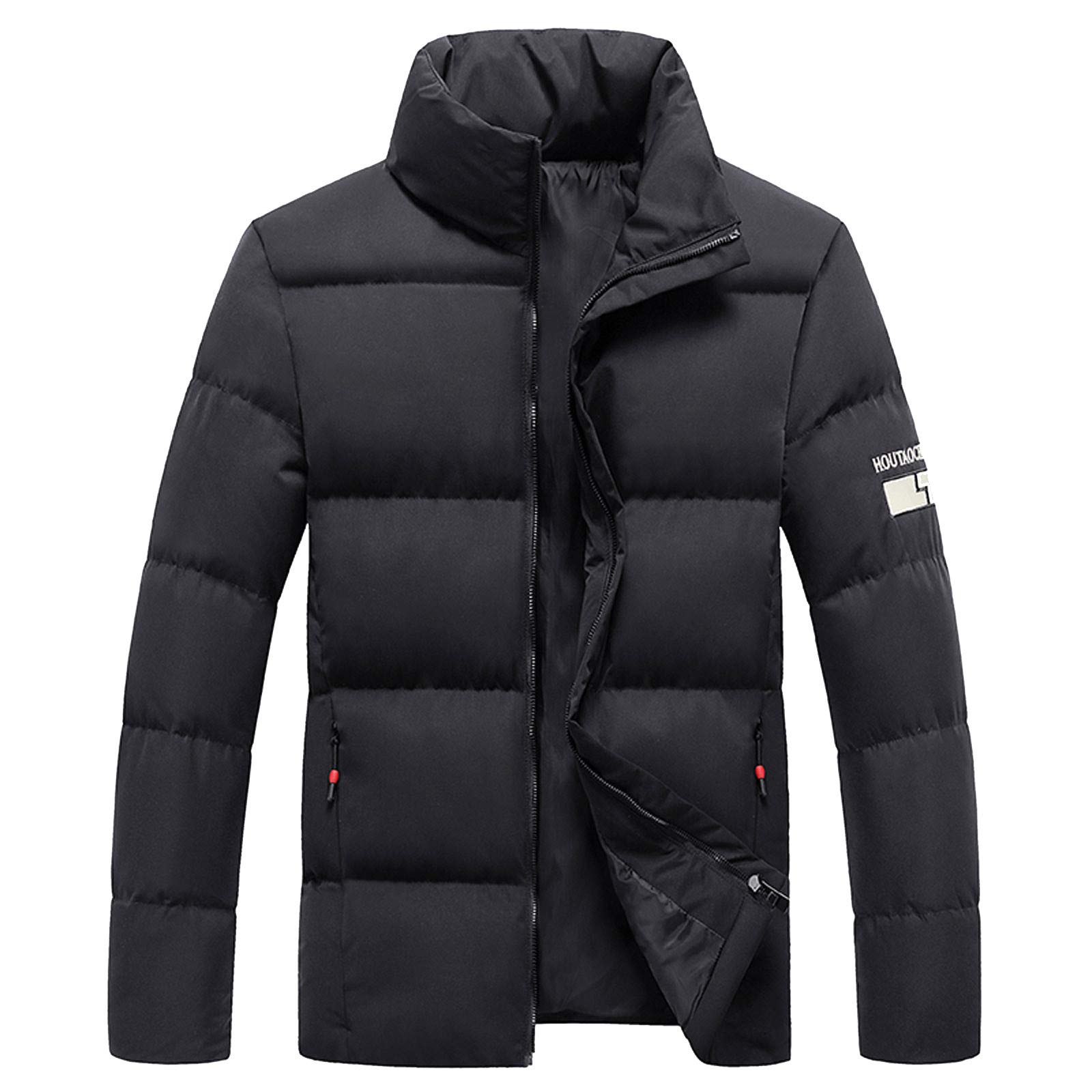 Giacca invernale da uomo con chiusura a zip giacca calda leggera trapuntata giacca casual piumino basic outdoor giacca softshell colletto alto cappotto invernale senza cappuccio piumino