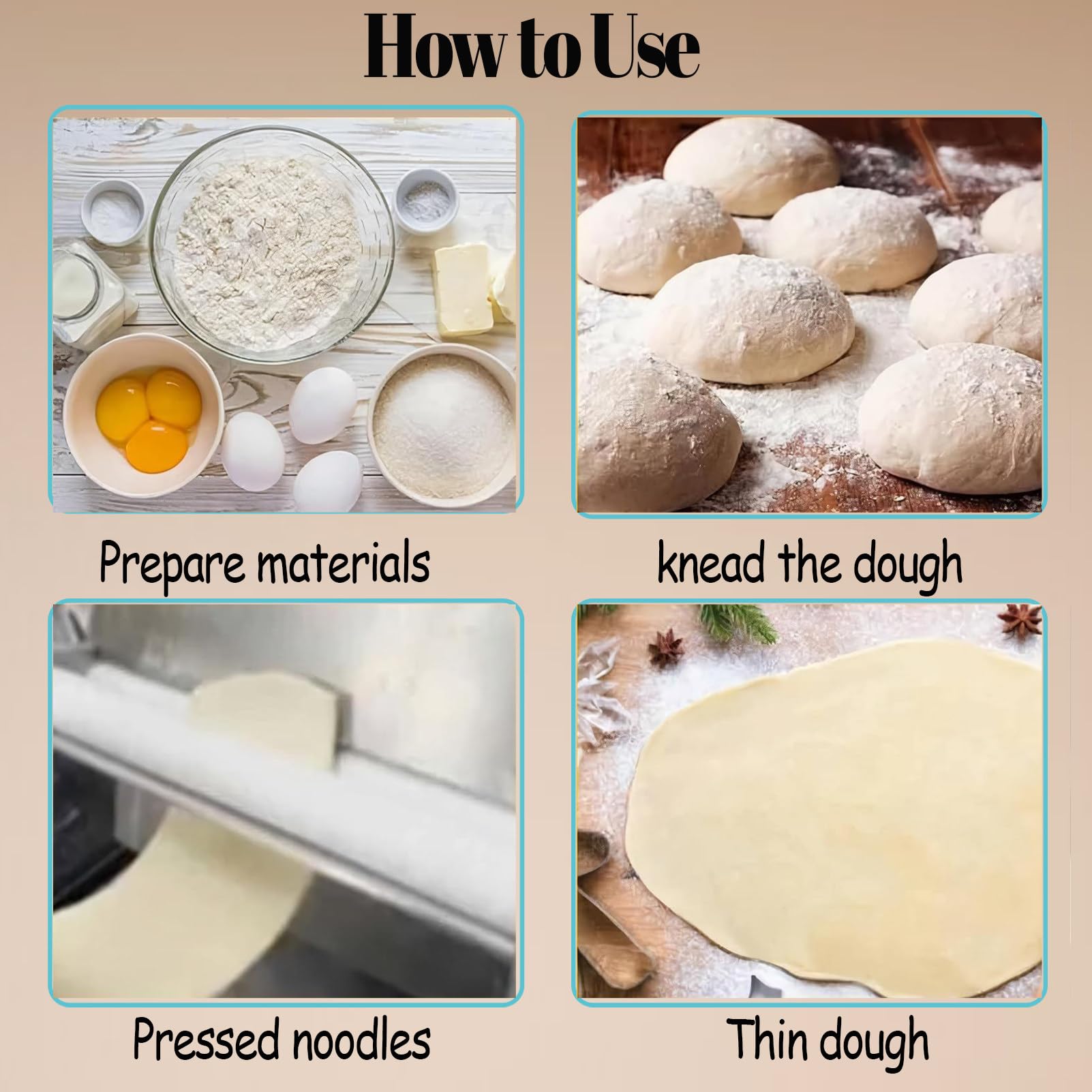 Sfogliatrice per impasto, in acciaio inox, con spessore regolabile, per panetteria, pizza, cornetti, ideale per uso commerciale e domestico