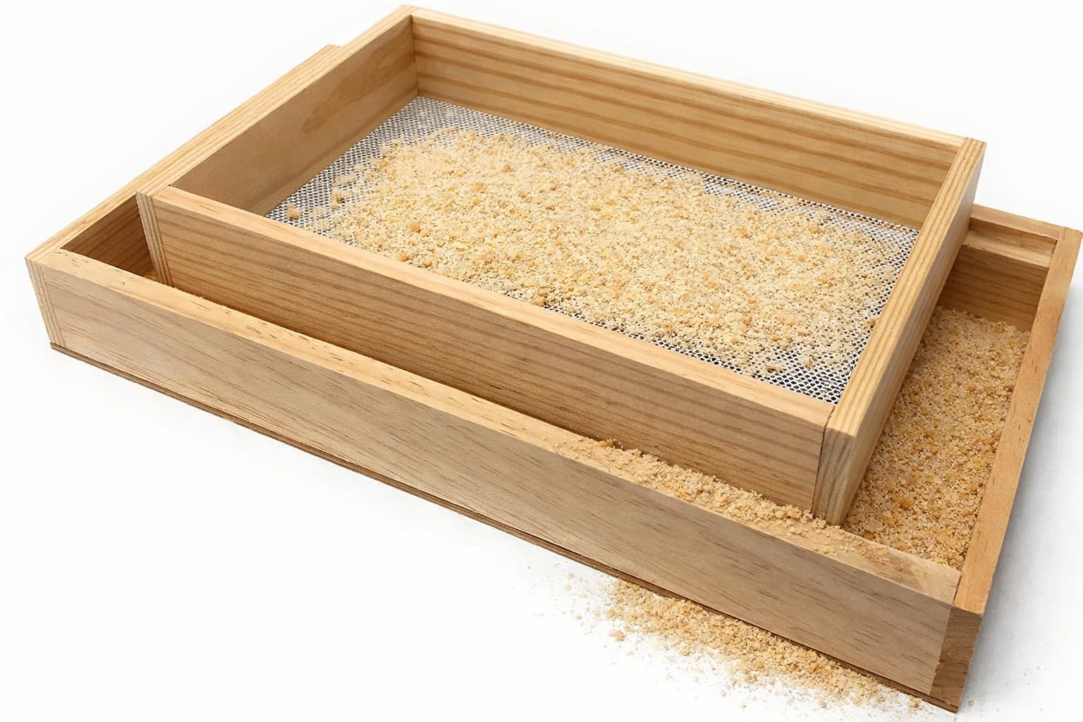 Tamis avec Tiroir en Bois Rectangulaire - Maille fine - Convient pour Tamiser la Farine, les Céréales, le Sucre, le Cacao, le Riz, le Sable