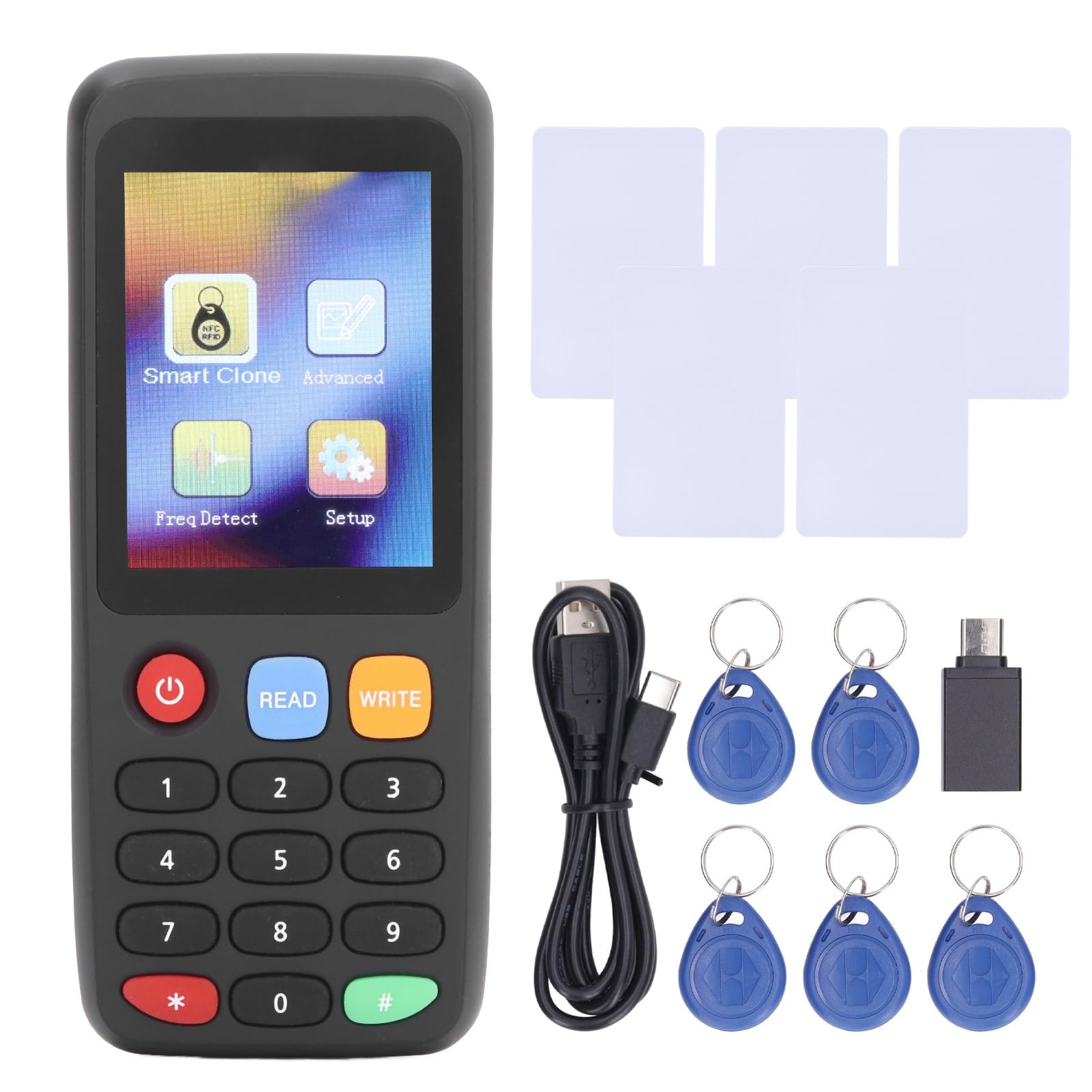 Eacam Copieur de Carte NFC, Duplicateur d'ascenseur IC ID avec Simulation NFC, 13,56 MHz, Batterie Intégrée pour, Lecteur de Carte X7 (5 Cartes T5577 5 Boucles T5577)