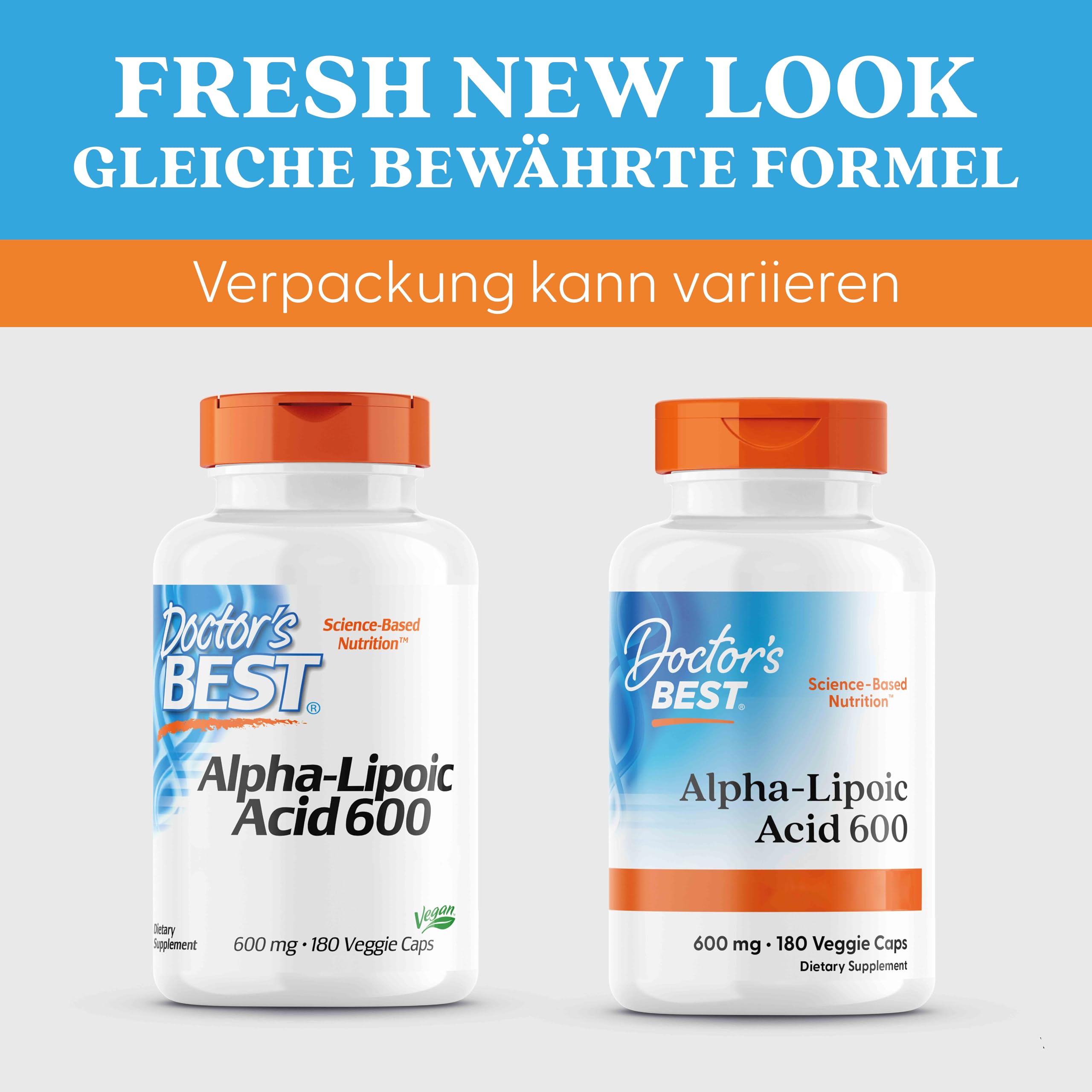 Doctor's Best, Alpha-Lipoic Acid (Alpha Liponsäure), 600 mg Depot, 2-Tages-Dosis, 180 vegane Kapseln, Hochdosiert, Laborgeprüft, Ohne Gentechnik, Glutenfrei