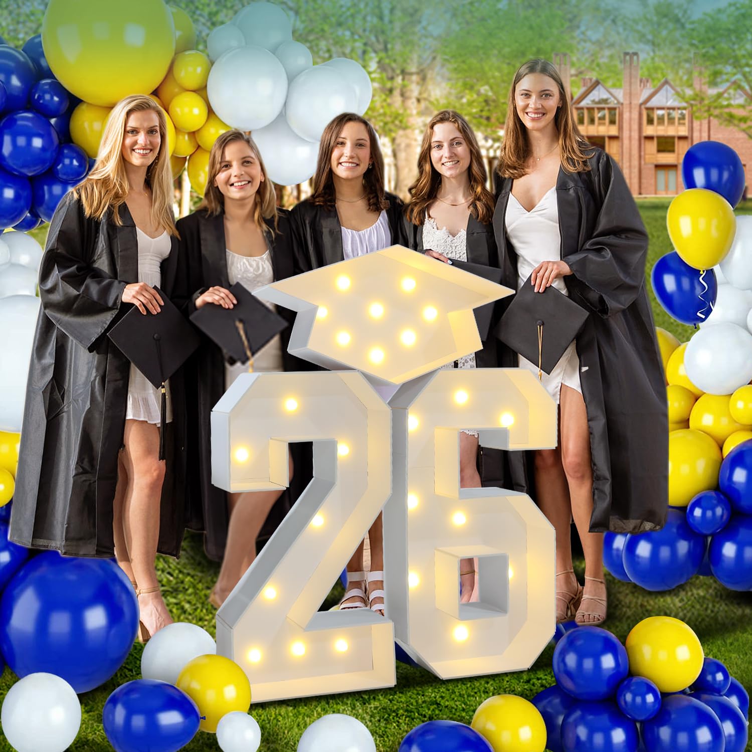 Photo 1 of 2026 Graduation Party Decorations - 2.3FT Pre-Cut 26 Marquee Numbers Sign with Light - Mosaic Foam Board Includes Glue Gun Balloons for Kindergarten Preschool College Prom