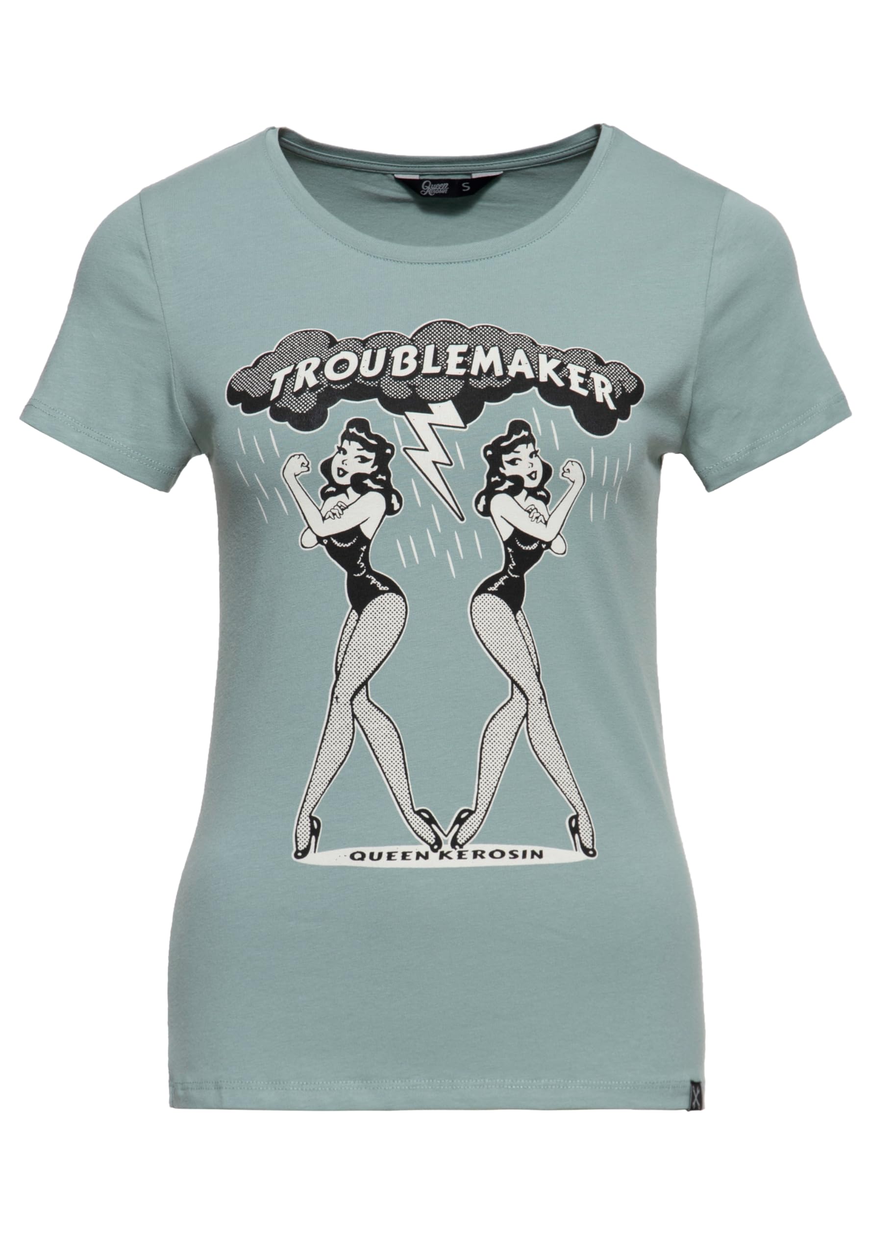 Queen Kerosin T-shirt pour femme | Rockabilly | Rockabella | 50S | Coupe ajustée | Imprimé sur le devant | Rétro | Vintage | Troublemaker | Rock'n'roll | 1950 | Frauenpower Troublemaker