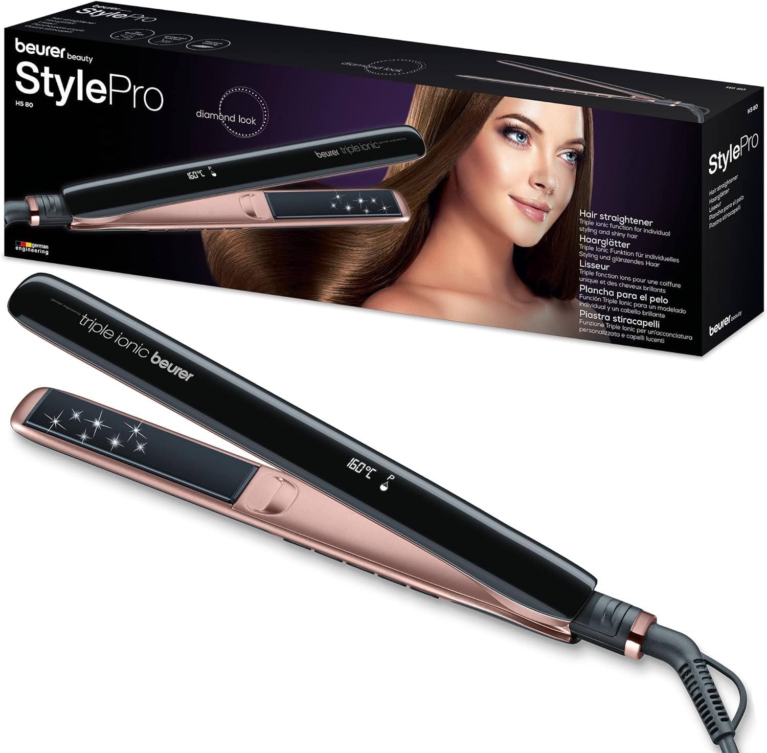 PLANCHA CABELLO BASCULANTE TITANIO LUZ LED