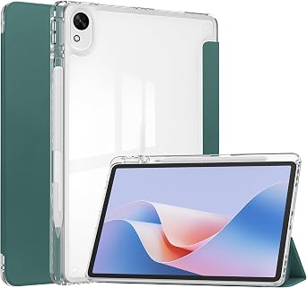 Hybrid Slim Case for Huawei Matepad 11.5S 2024/MatePad Air 11.5 2023 with S Pen Holder, Shockproof Cover with Clear Transparent Back Shell, Auto Wake/SleepDark Green
